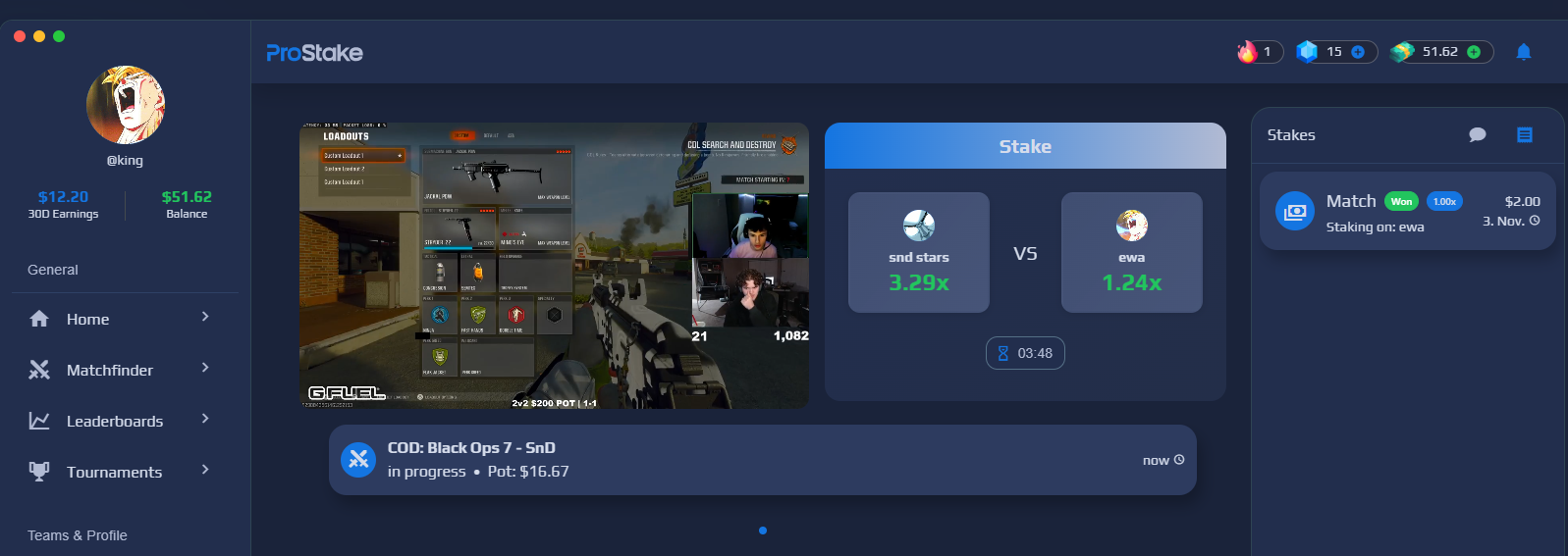 ProStake App Screenshot